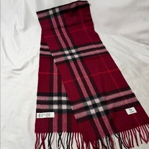 Burberry Red and Black Checkered Scarf